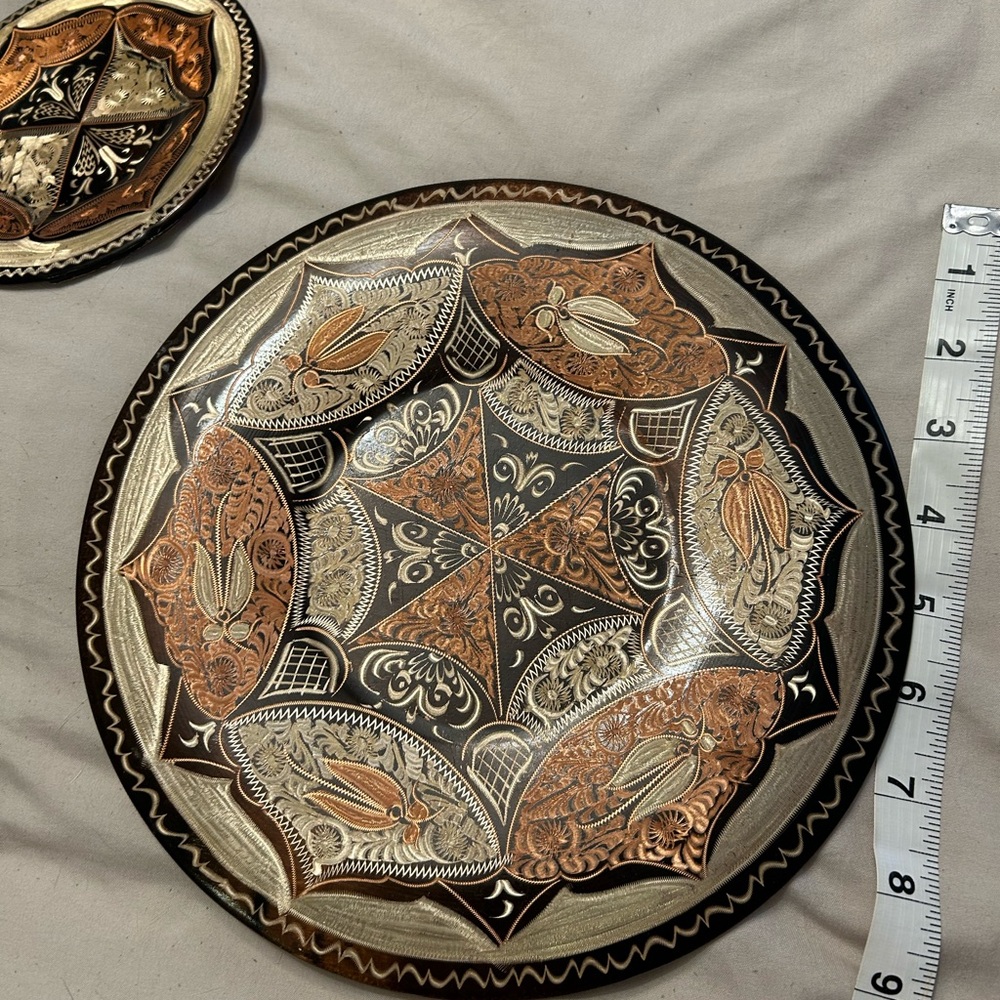 Vintage Copper Etched Wall Plaque bundle of 5